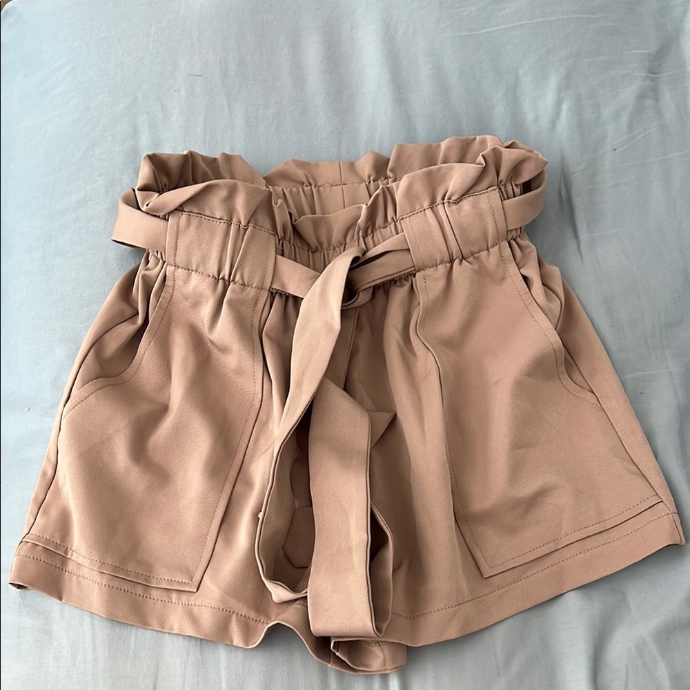 Windsor Women's Tan Tie Waist Shorts